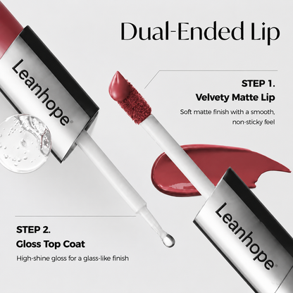 Leanhope Perfect Twin Lip — Dual-Ended Liquid Lipstick with Velvet Matte Color and Glossy Shine